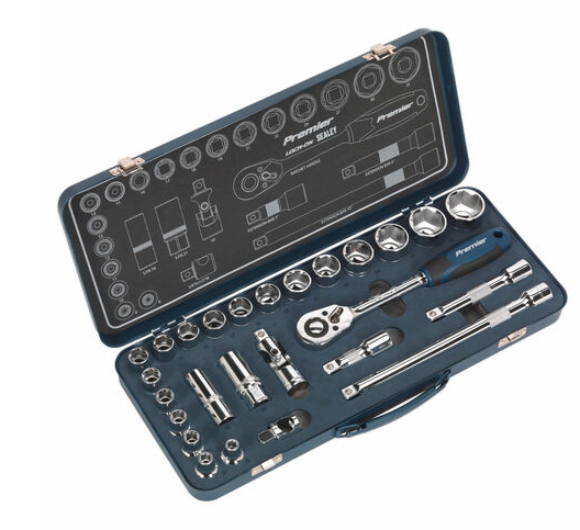 Sealey Metric Socket Set 1/2in Square Drive Lock-On 6pt (26 Piece)